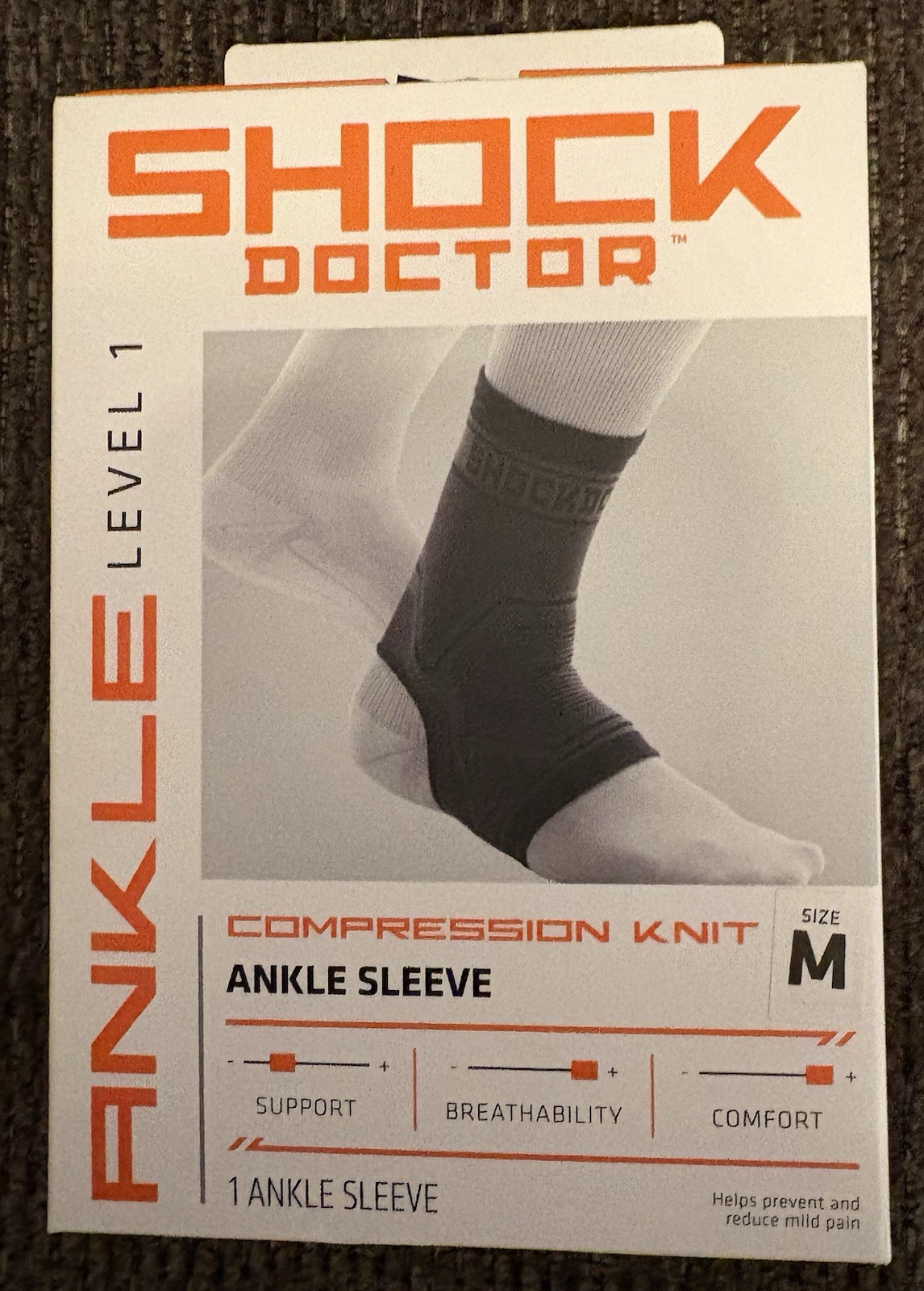 2 NIB-Shock Doctor ANKLE Sleeves/elastic Level 1 size M Compression Knit Support