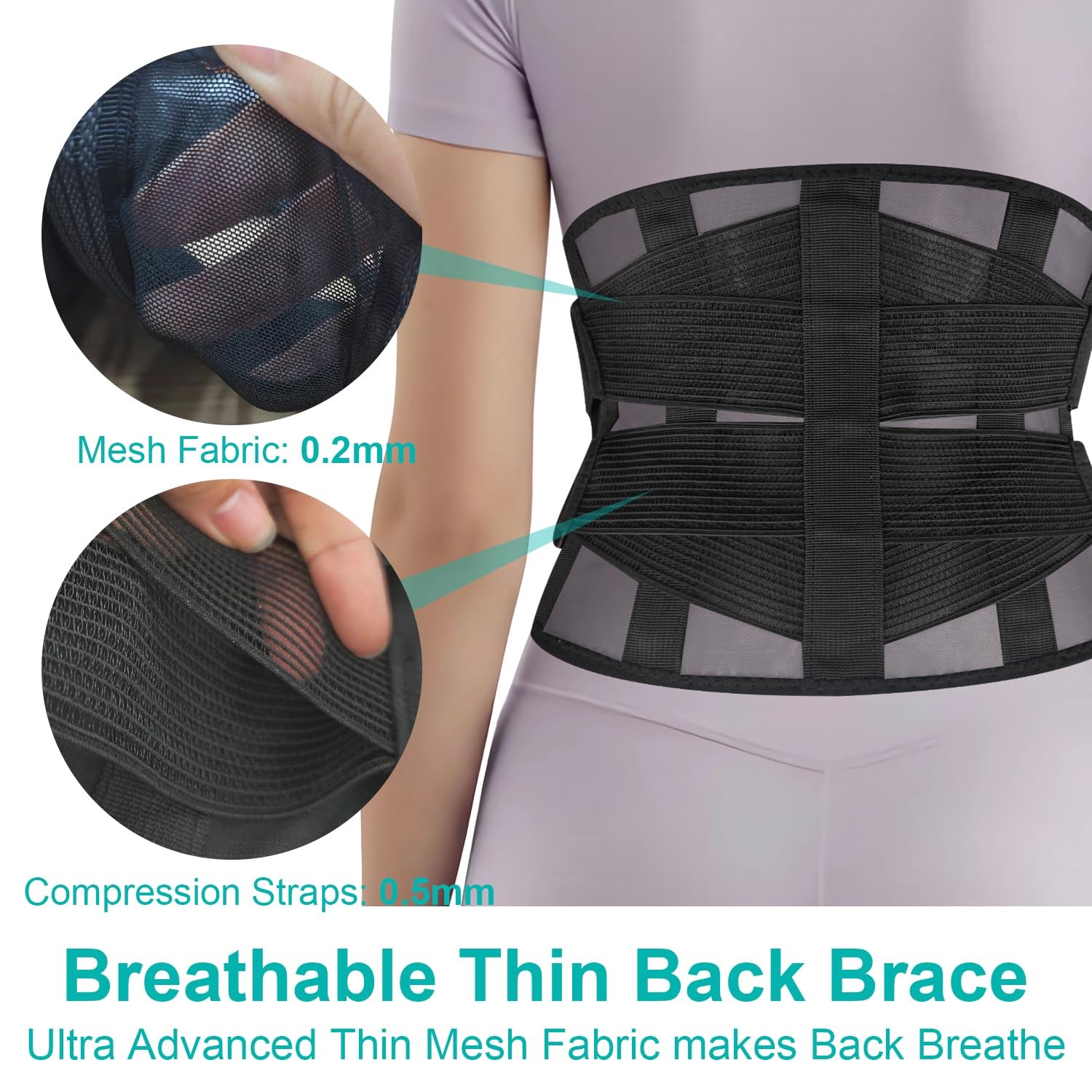 TitanGuard Ultra Thin Lumbar Support Brace for Women & Men – S/M, Black