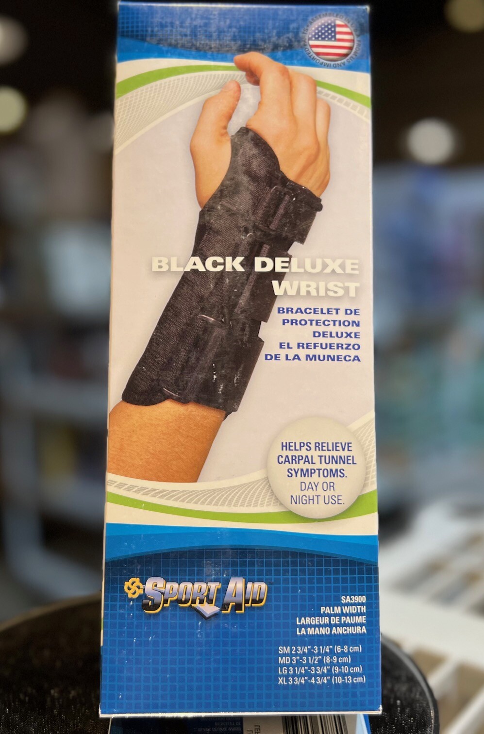 SportAid Black Deluxe Wrist Brace Right Large- Carpal Tunnel & Arthritis Support