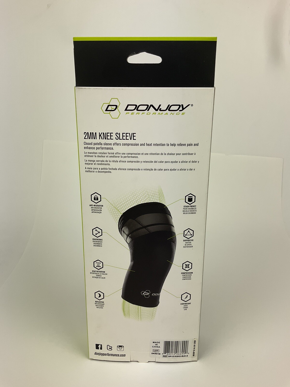 DonJoy Performance Compression 2MM Neoprene Knee Sleeve Small