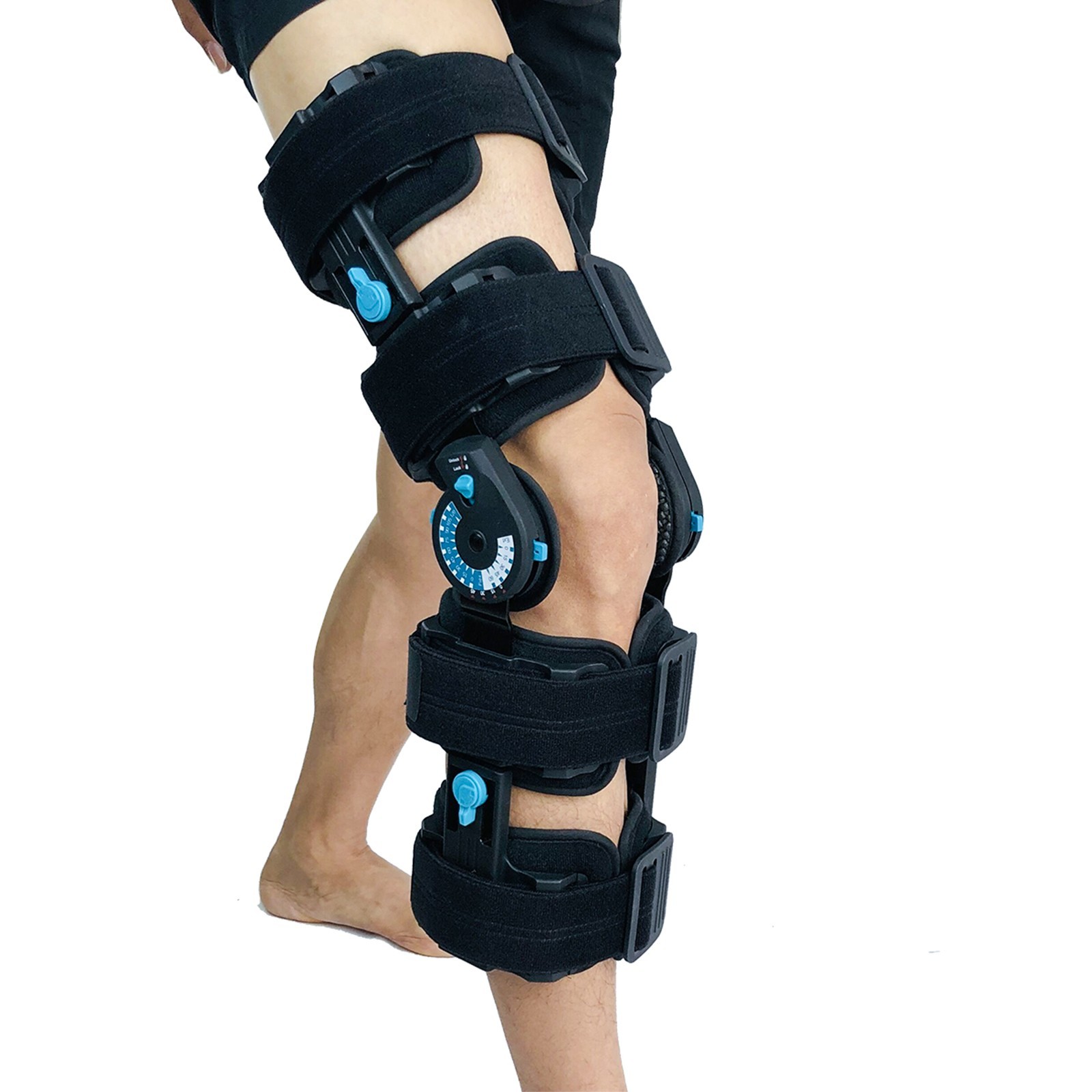Adjustable ROM Knee Brace, Post-Op Recovery Immobilizer,Left Right Leg Support