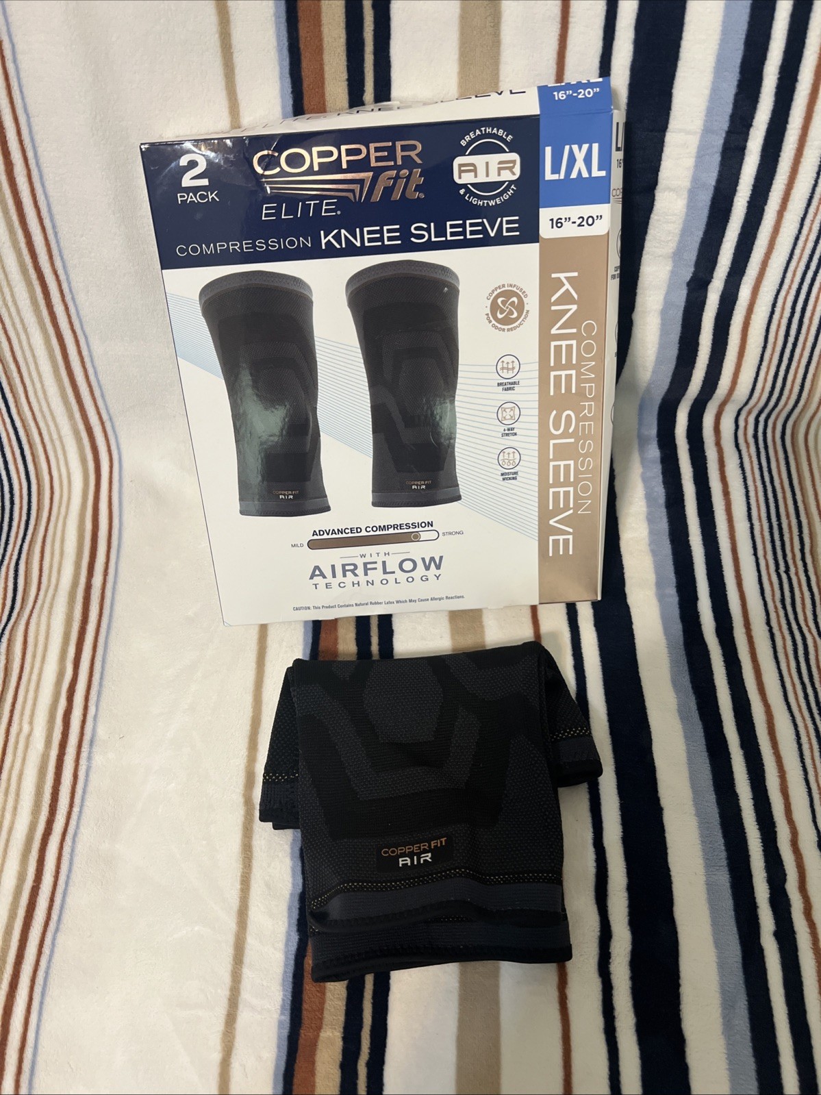 Copper Fit Elite Knee Sleeve 2 Pack Compression Brace L/XL New Open Box