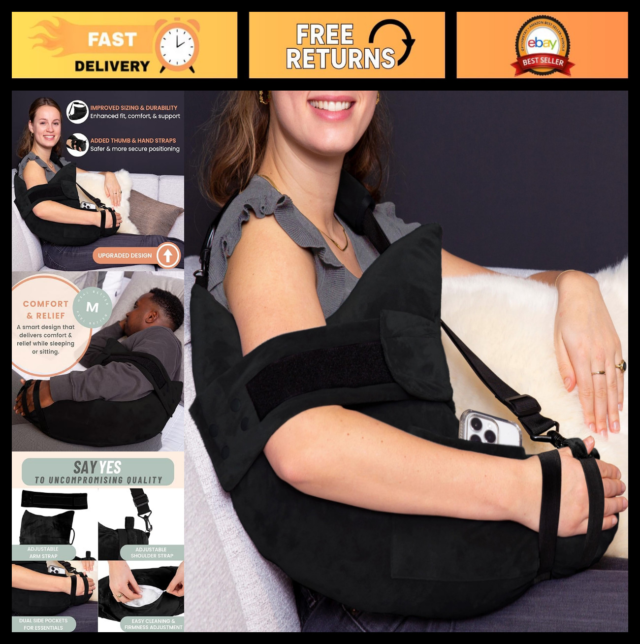 Shoulder Surgery Recovery Pillow – Adjustable Arm Support for Left/Right Side, C