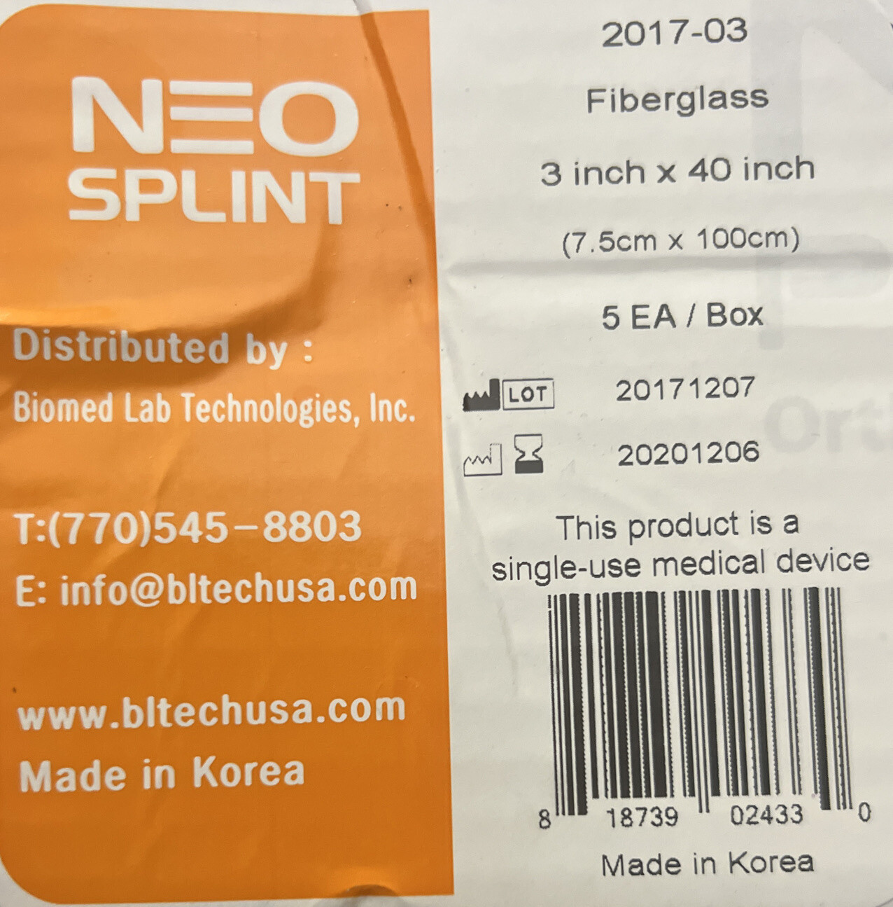 NEO Splint NPS-3040-F 3 × 40 in. Fiberglass Rapid Ready Splint Pre-Cut