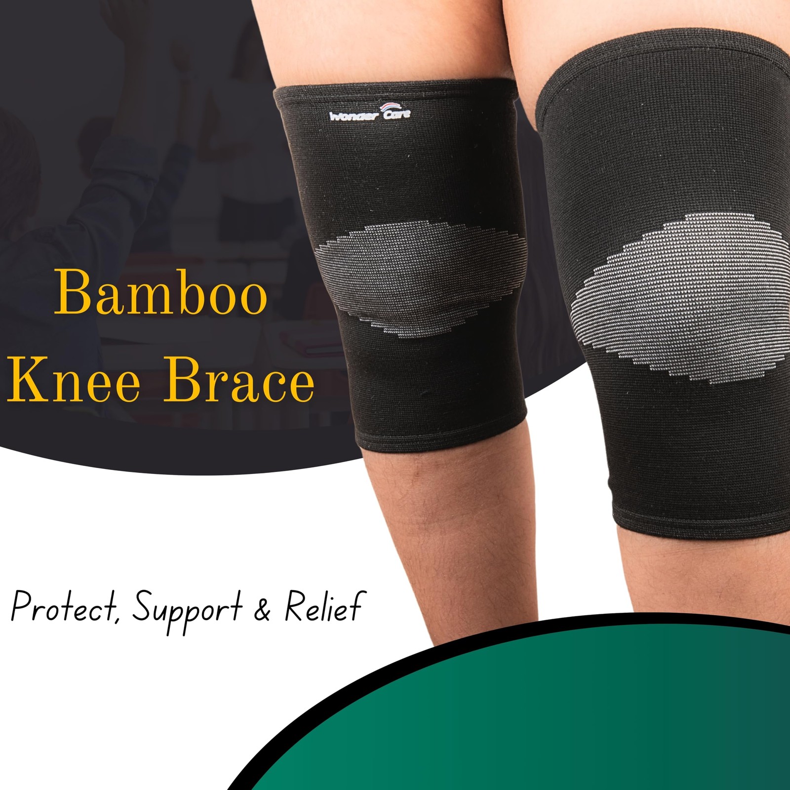 Wonder Care 2-Pack Bamboo Knee Compression Sleeve for Men and Women, Compress…