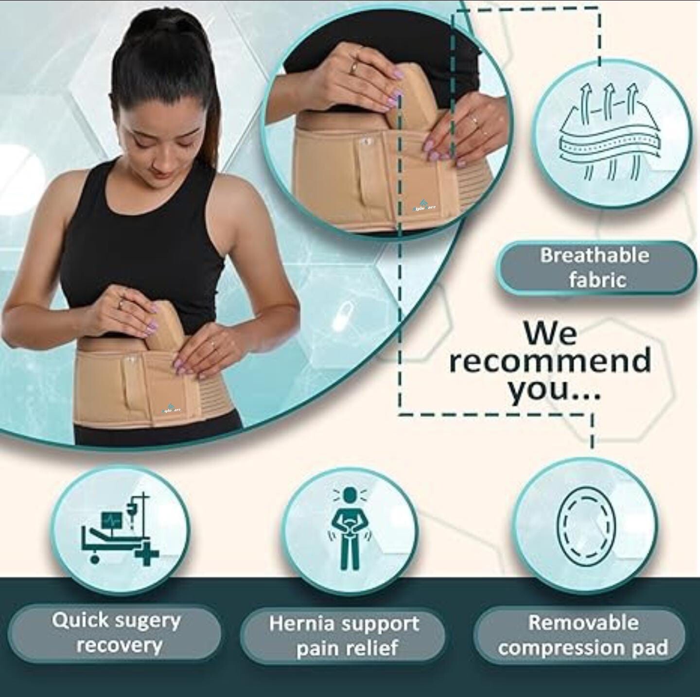 Umbilical New Hernia Belt for Men and Women/Abdominal Support padded Binder belt