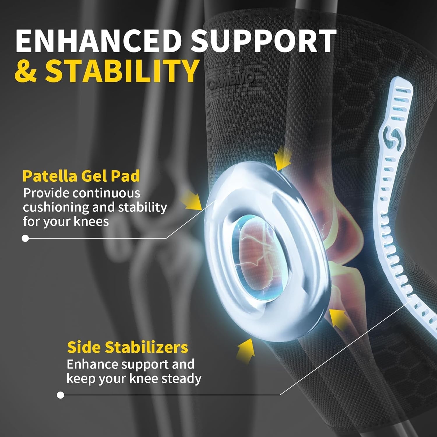 2 Pack Knee Brace for Men and Women, Knee Sleeves for Men with Patella Gel Pa…