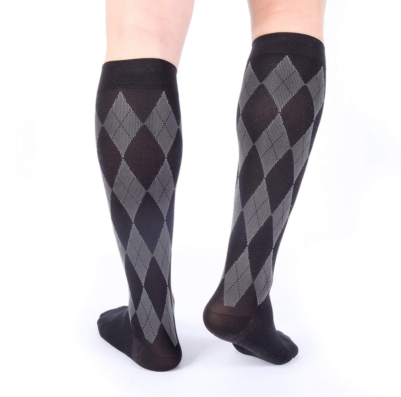 Premium Compression Socks 1 Pair 20-30mmHg Support Stockings Black/Gray L