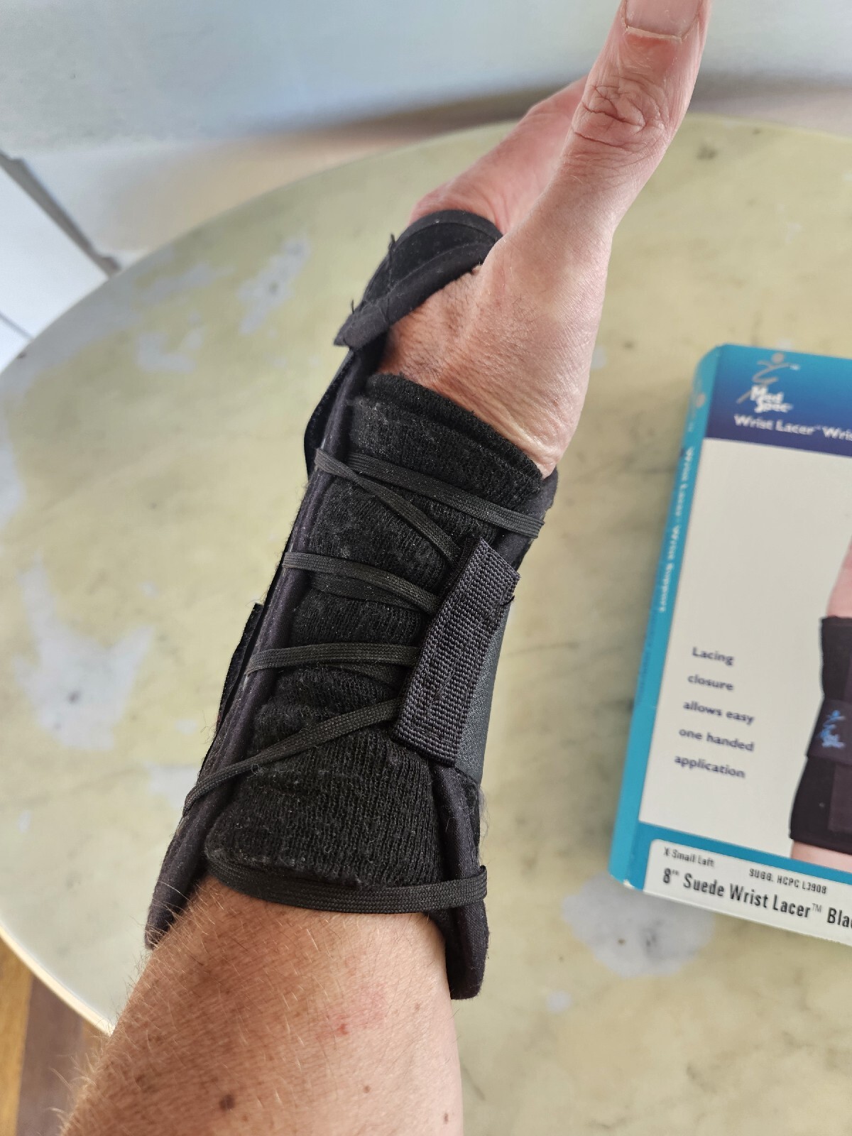 Left HAND ARM MED SPEC WRIST LACER 8″ Suede BLACK WRIST BRACE Support X-Small