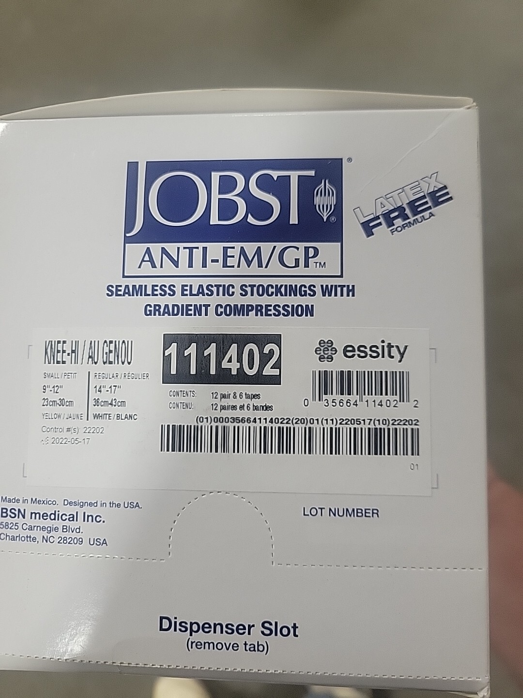 Box Of 12 Jobst 111402 Knee-Hi Seamless Anti-Em/GP Compression Stocking -Small