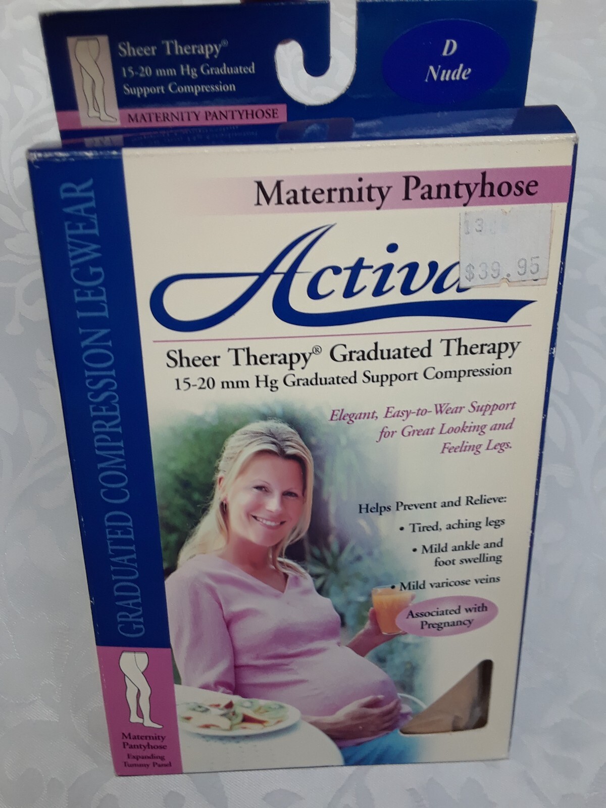 ACTIVA womens MATERNITY Compression PANTYHOSE 15-20mmhg SHEER THERAPY nude D new