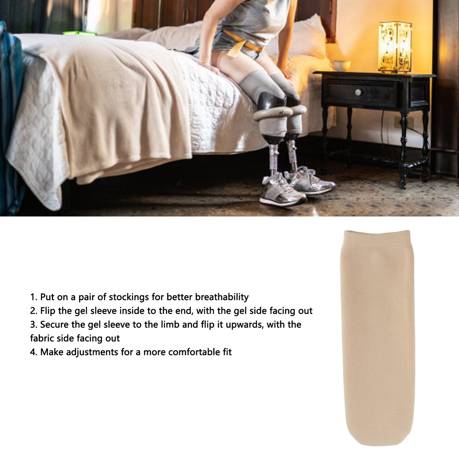 Prosthetic Stump Shrinker Below Knee Thickened Gel Prosthetic Sleeve L 35cm
