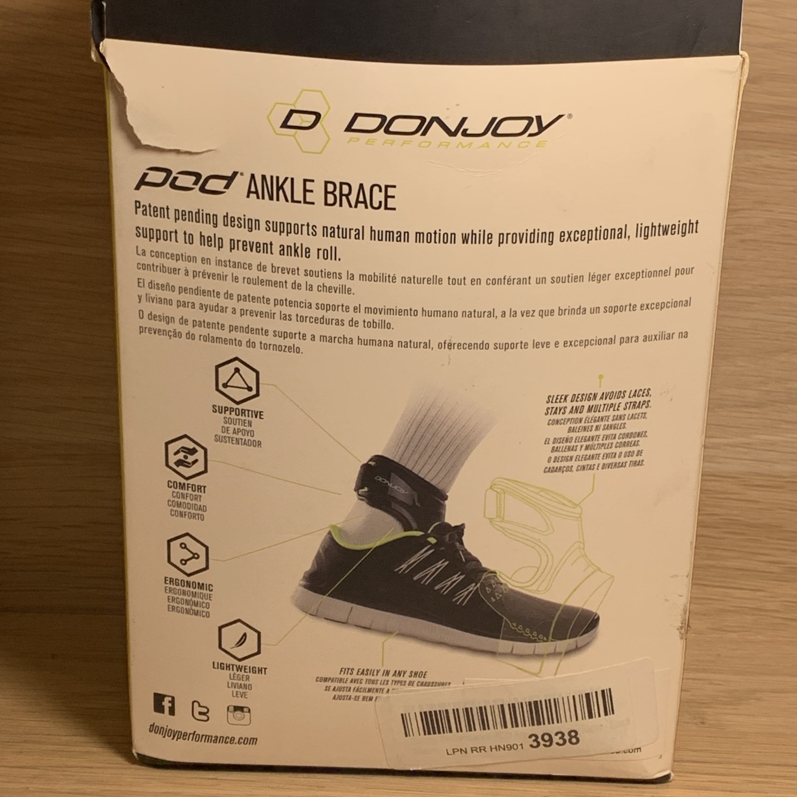 NEW M RIGHT DonJoy Performance Pod Ankle Brace Right/Medium Black Support