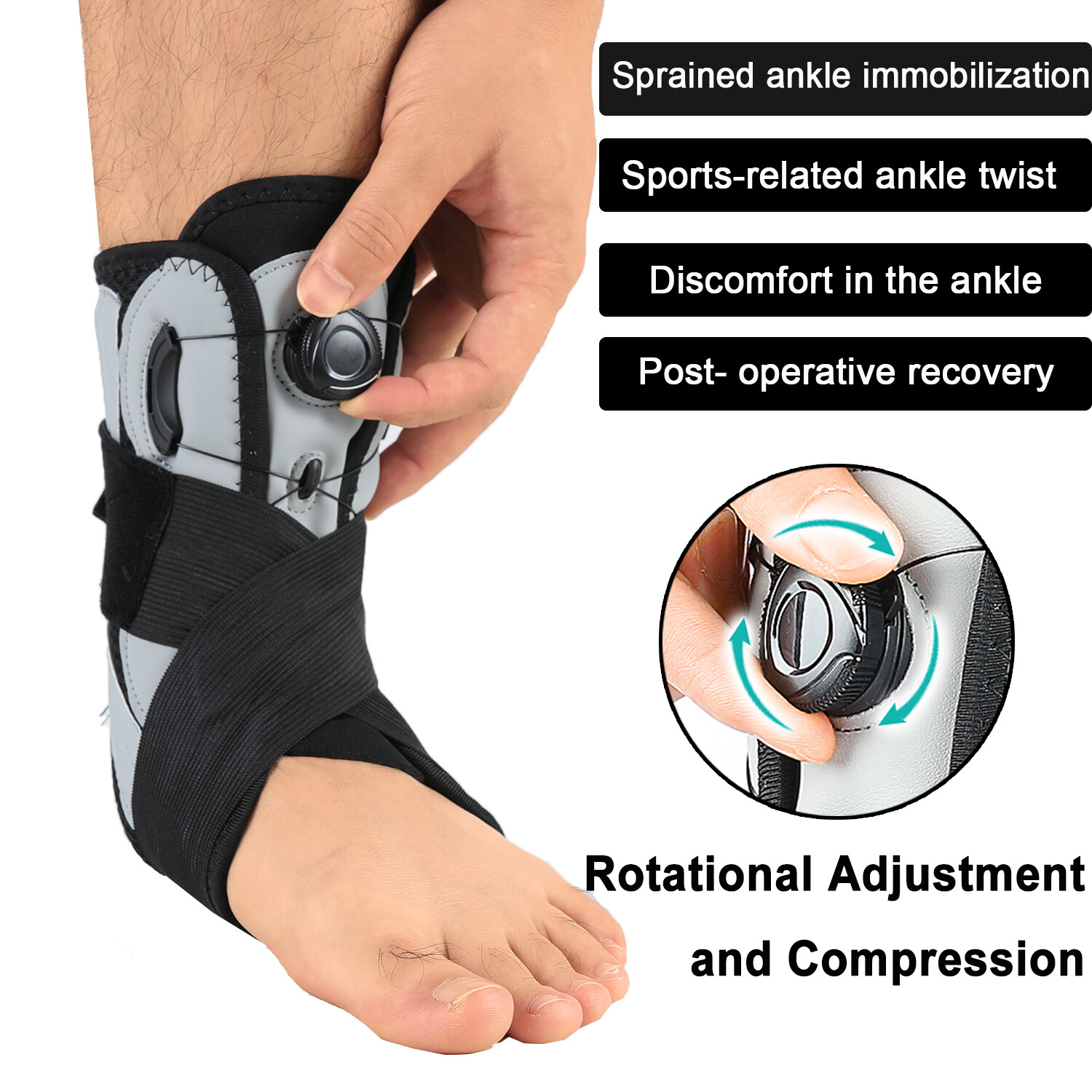 Ankle Stabilizer Brace Support Rotatable Tendon Plantar Fasciitis Pain Relief