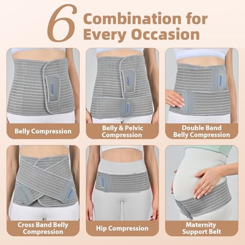 Abdominal Binder Post Surgery Postpartum Belly Band, C-section Belly Grey S/M