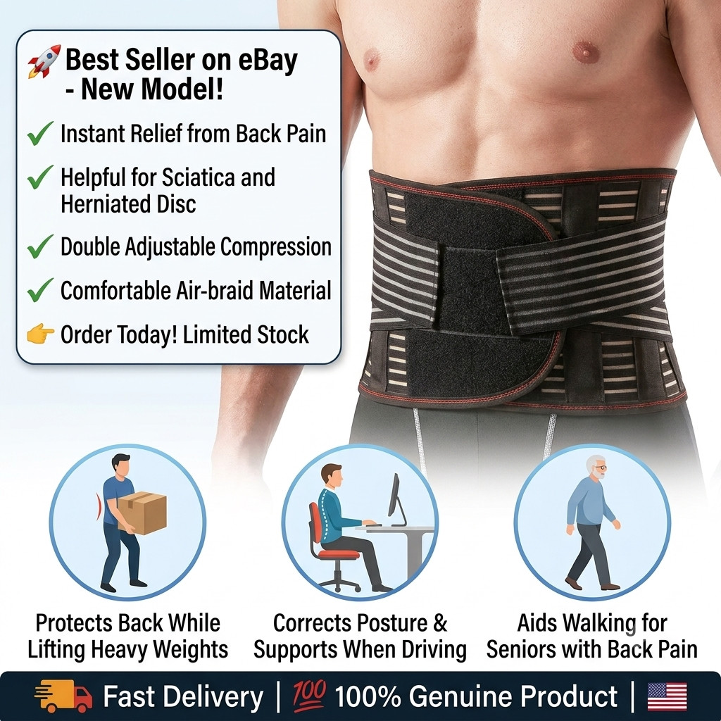 Adjustable Lower Back Brace Lumbar Support Waist Belt For Men Women Pain Relief