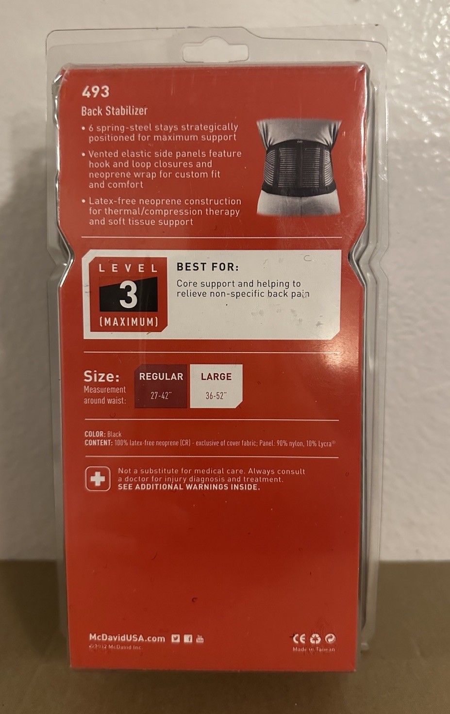 McDavid 493 Universal Back Support Size Large (36”-52” NEW Cheapest Available!