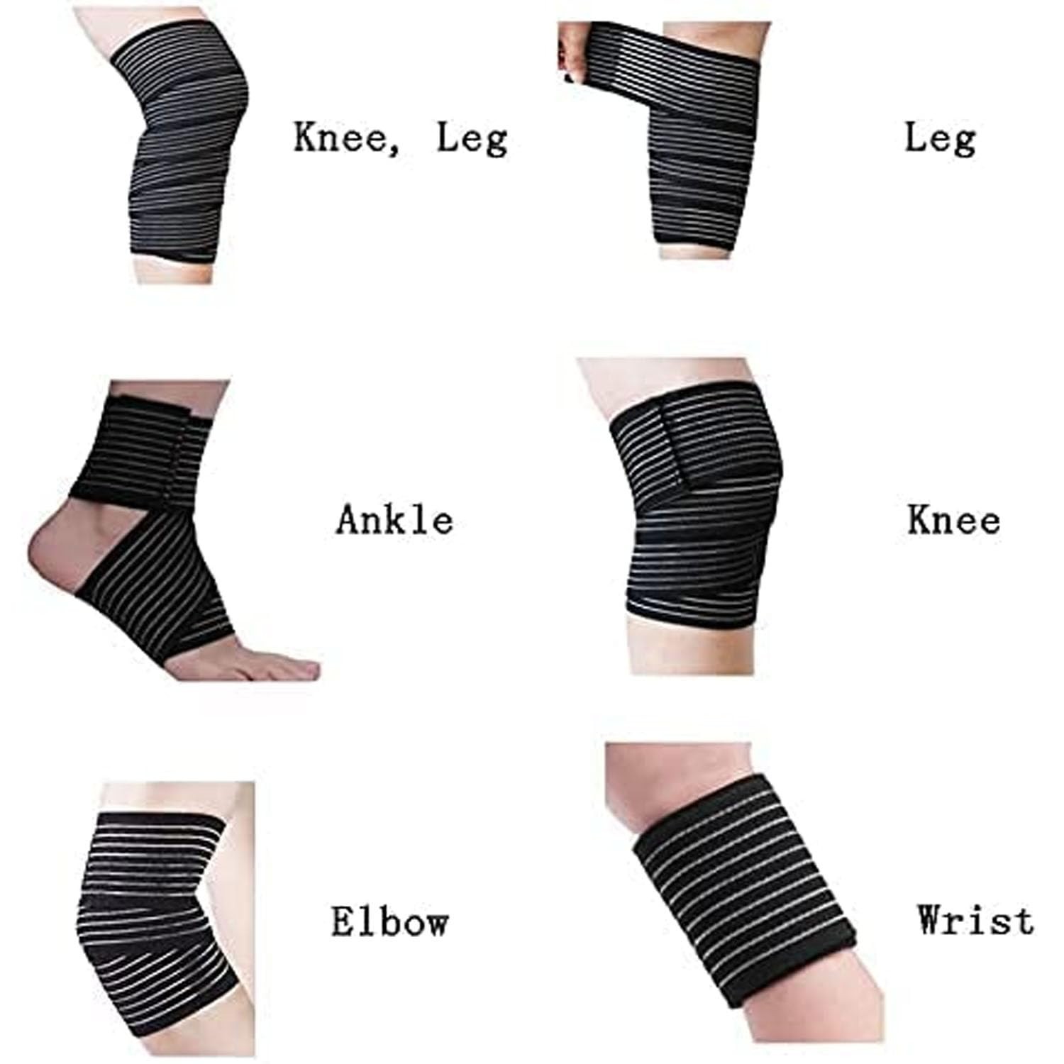 Extra Long 180 cm Elastic Knee Wrap Compression Brace for Active Adults