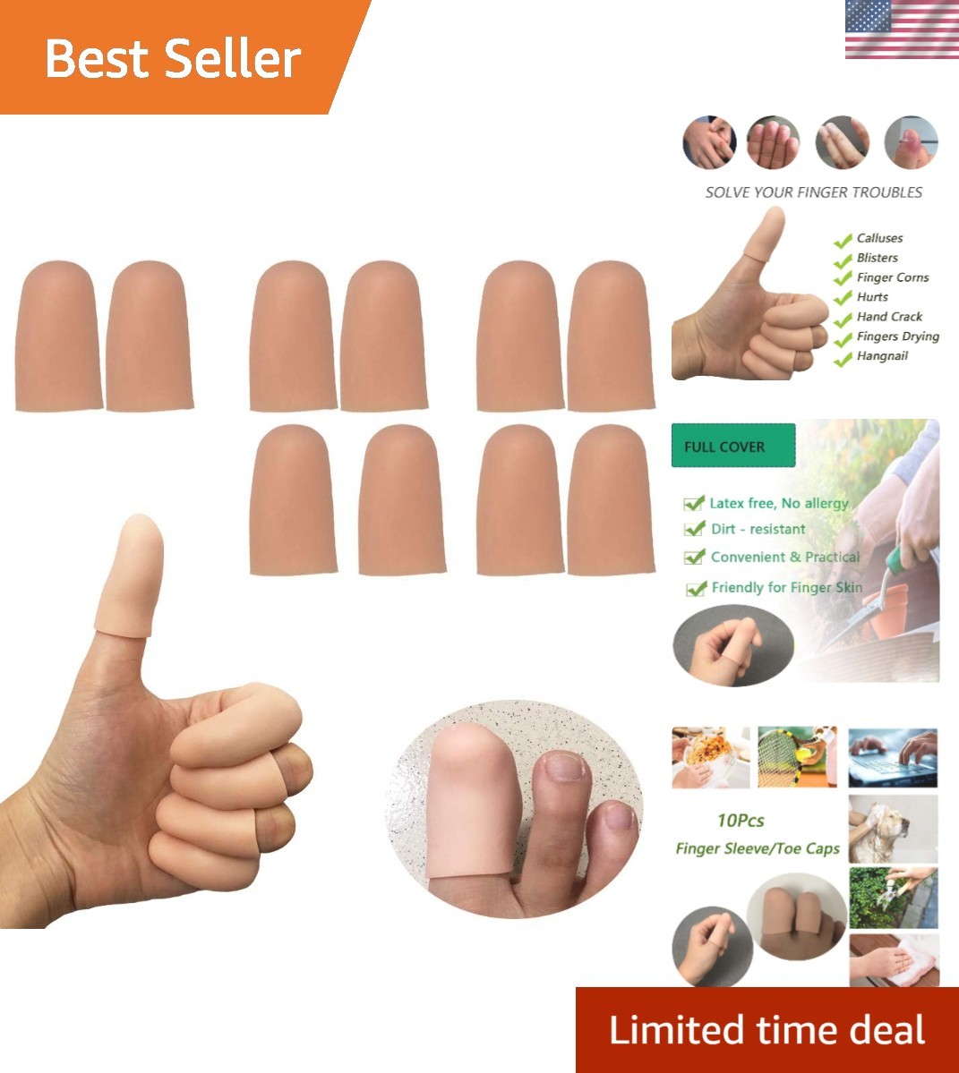 Soft Silicone Gel Finger Caps – Instant Relief for Trigger Finger & Arthritis