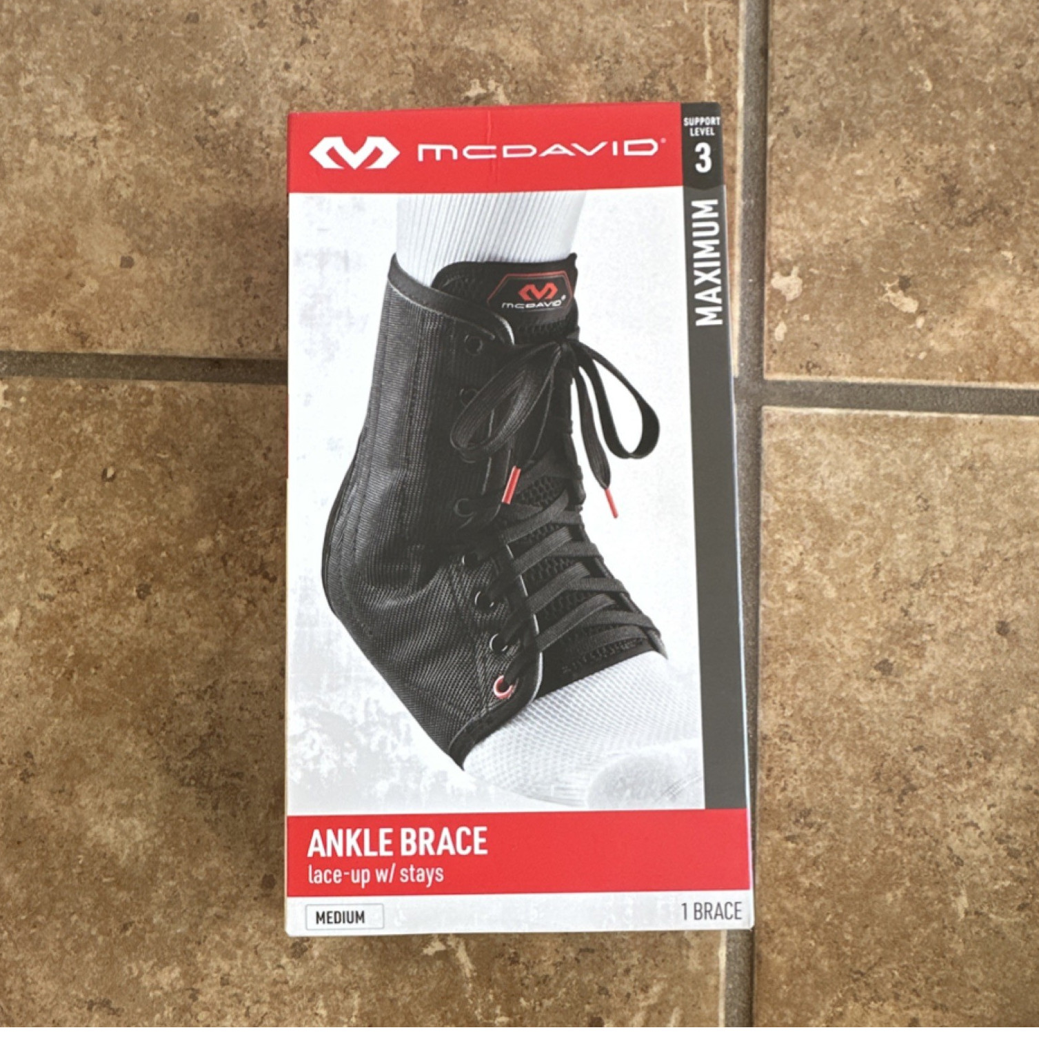 McDavid Lace-Up Ankle Brace with Stays Level 3 Support Medium Black