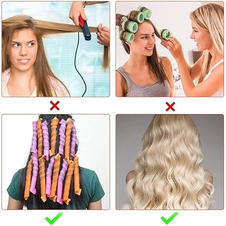 18Pcs Magic Hair Curlers, Portable for Home Travel (Orange)