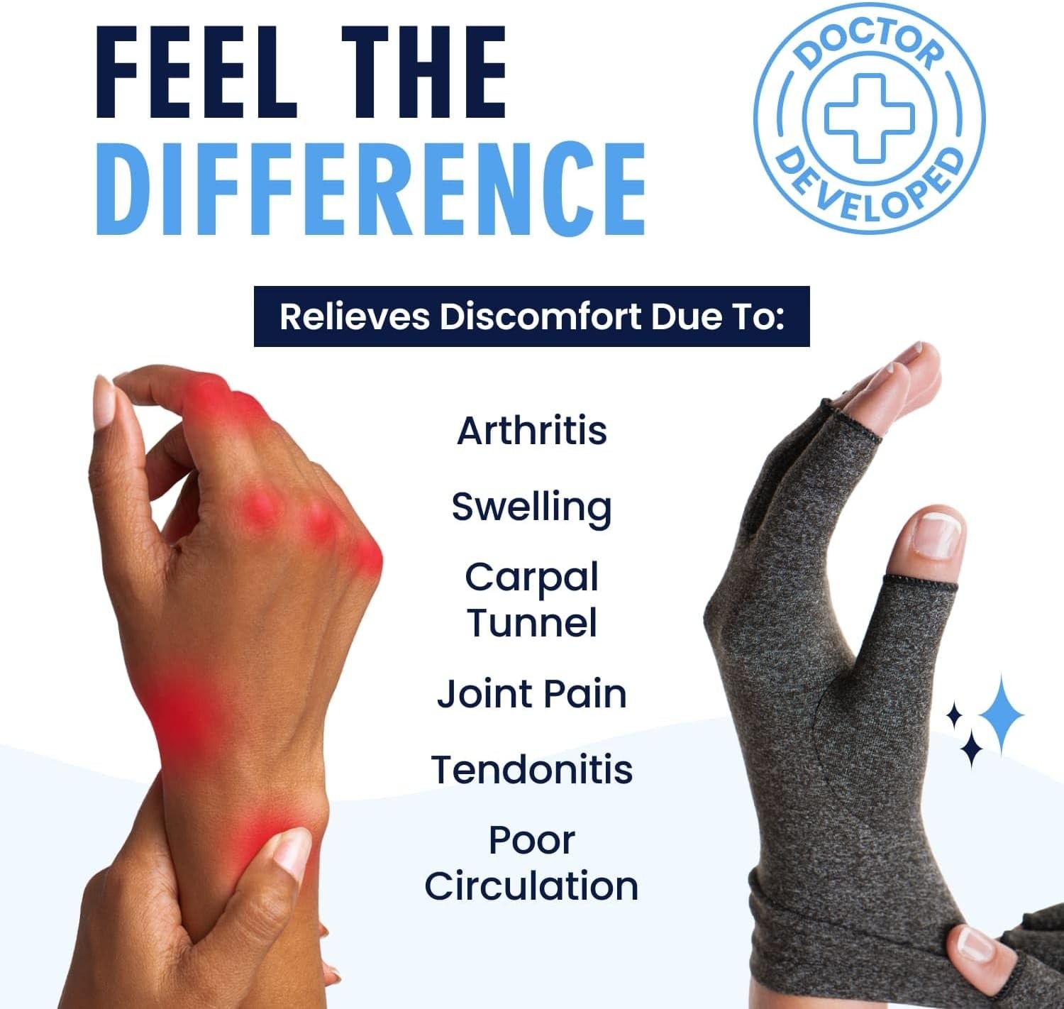 Open Finger Compression Hand Gloves for Arthritis & Extra Warmth