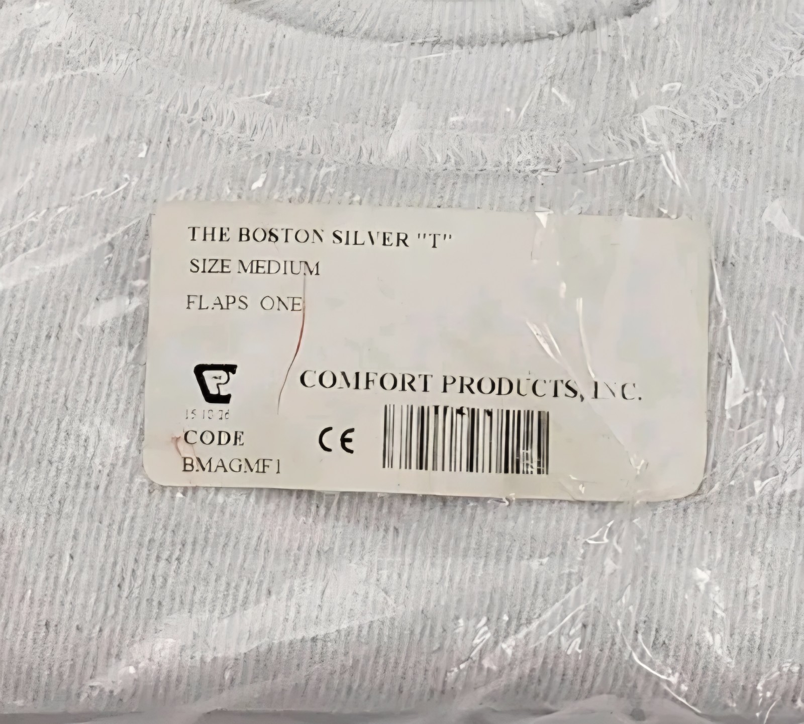 Boston Brace Scoliosis Torso Body Sock Silver T One Flap 8″x21″ Sz Med NEW