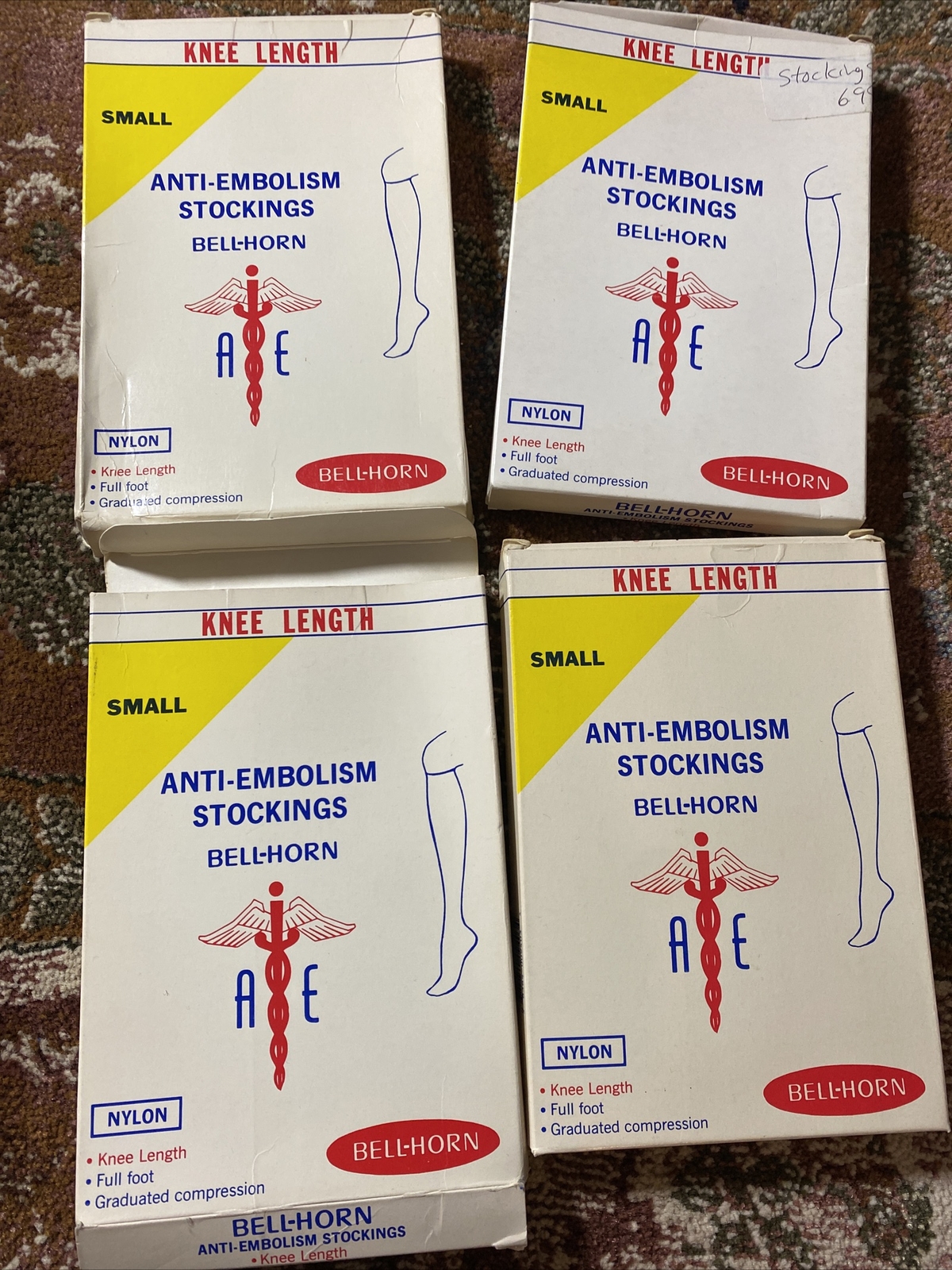 Futuro Anti-Embolism Knee Length Closed Toe Stockings, “Size Small White 4 Pk