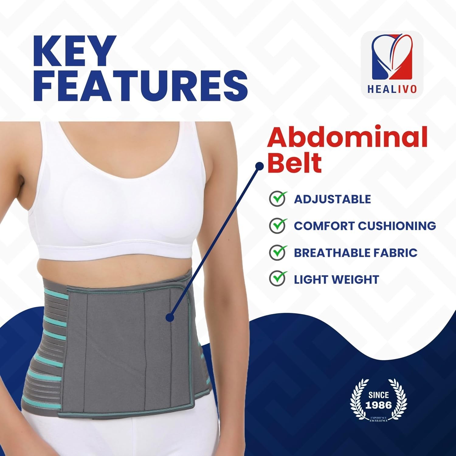 Abdominal Belt for Men & Women 3XL | 3-Panel Abdominal Binder for Post-Surgery
