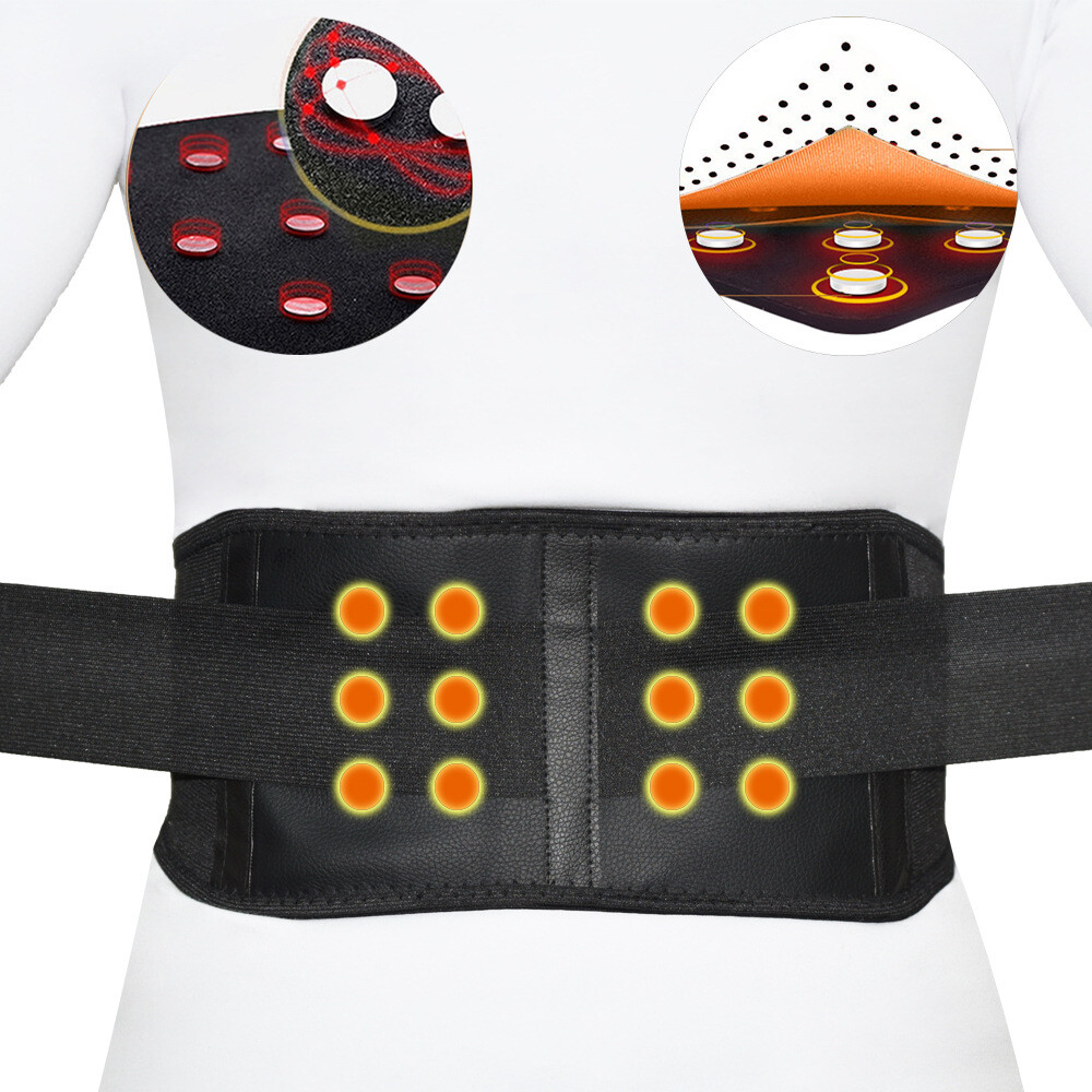 Men Women Heating Belt Lower Back Lumbar Brace Support Pain Relief Therapy Band
