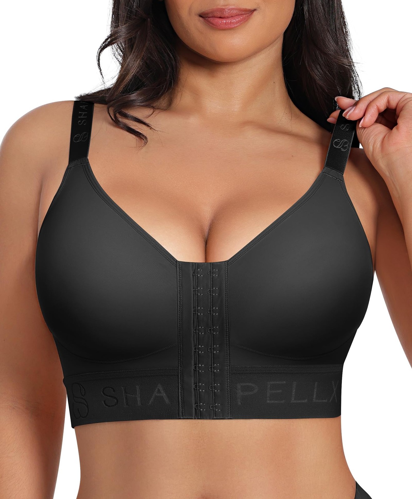 SHAPELLX Post Surgery Bras Front Closure Bras for Women Compression Bra Wirel…