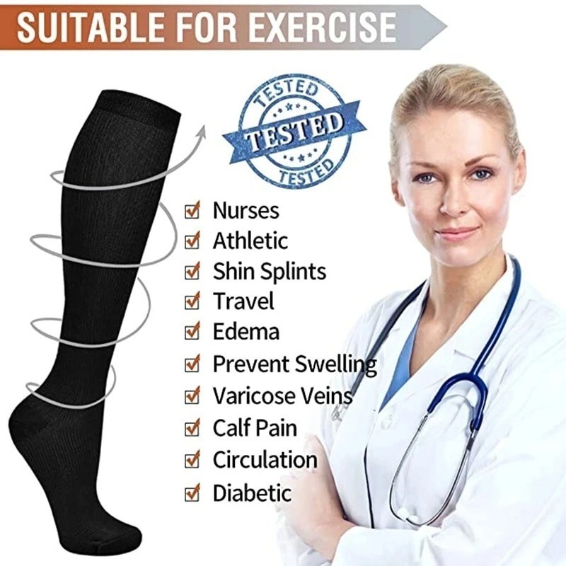 20-30 mmHg Compression Socks Knee High Graduated Support Men Women S-XXL