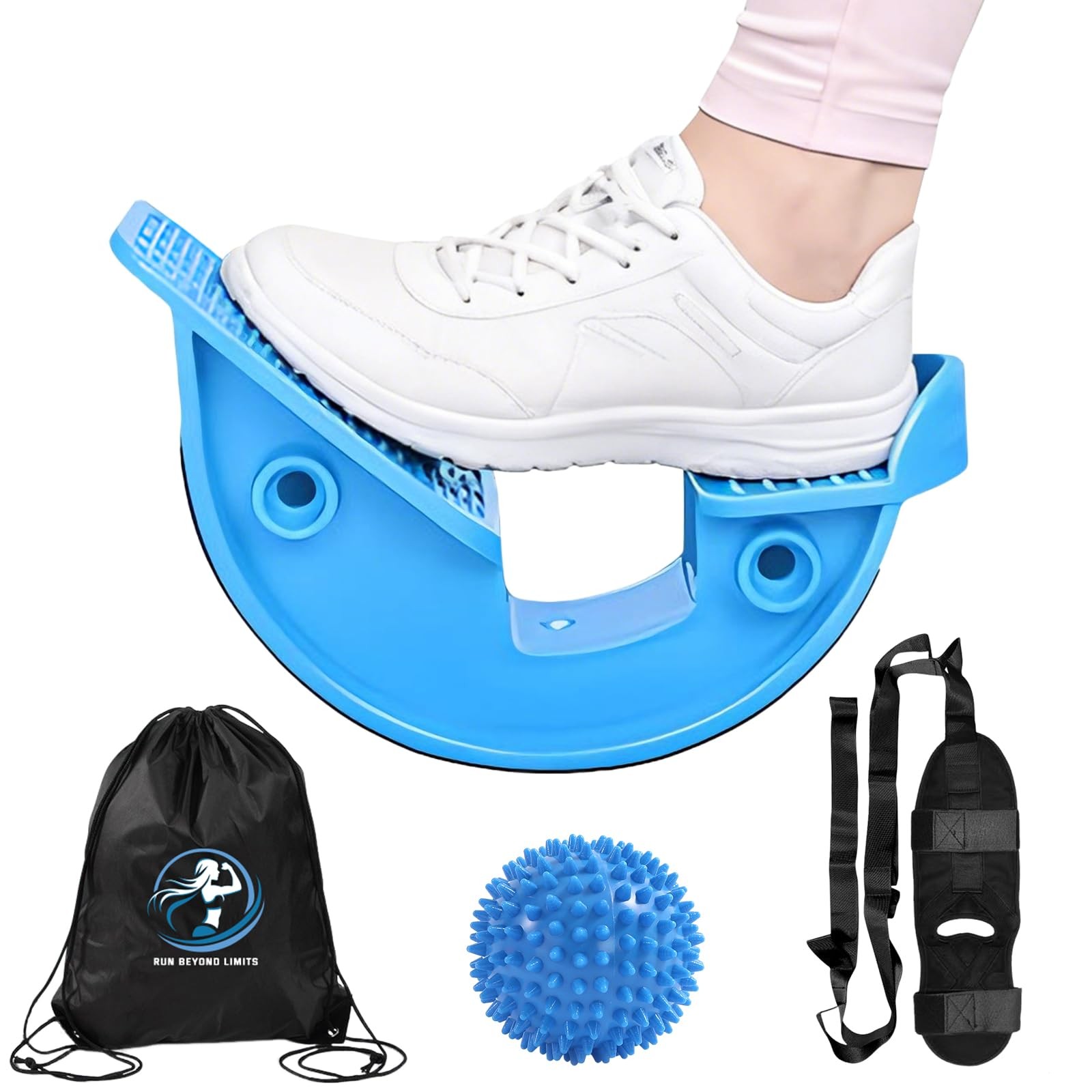 JIURUN Calf Stretcher and Foot Rocker for Plantar Fasciitis – Leg Blue