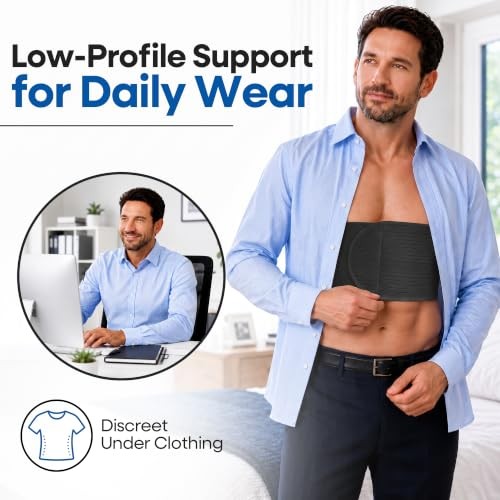 Rib Brace for Men and Women – Rib Wrap, Rib Belt and L/XL (37″ to 48″) Black