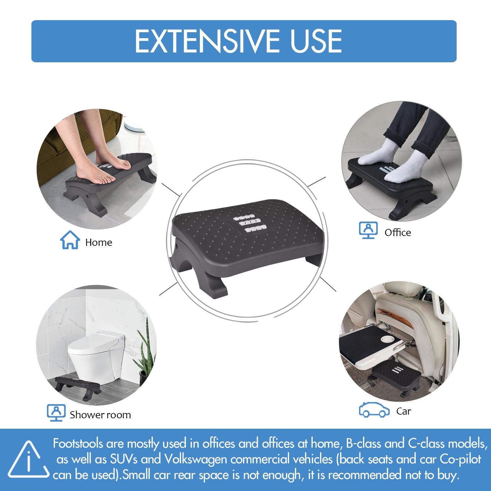 Ergonomic Under Desk Footrest Massage Rollers Leg Rest Pain Relief Non Slip Stoo
