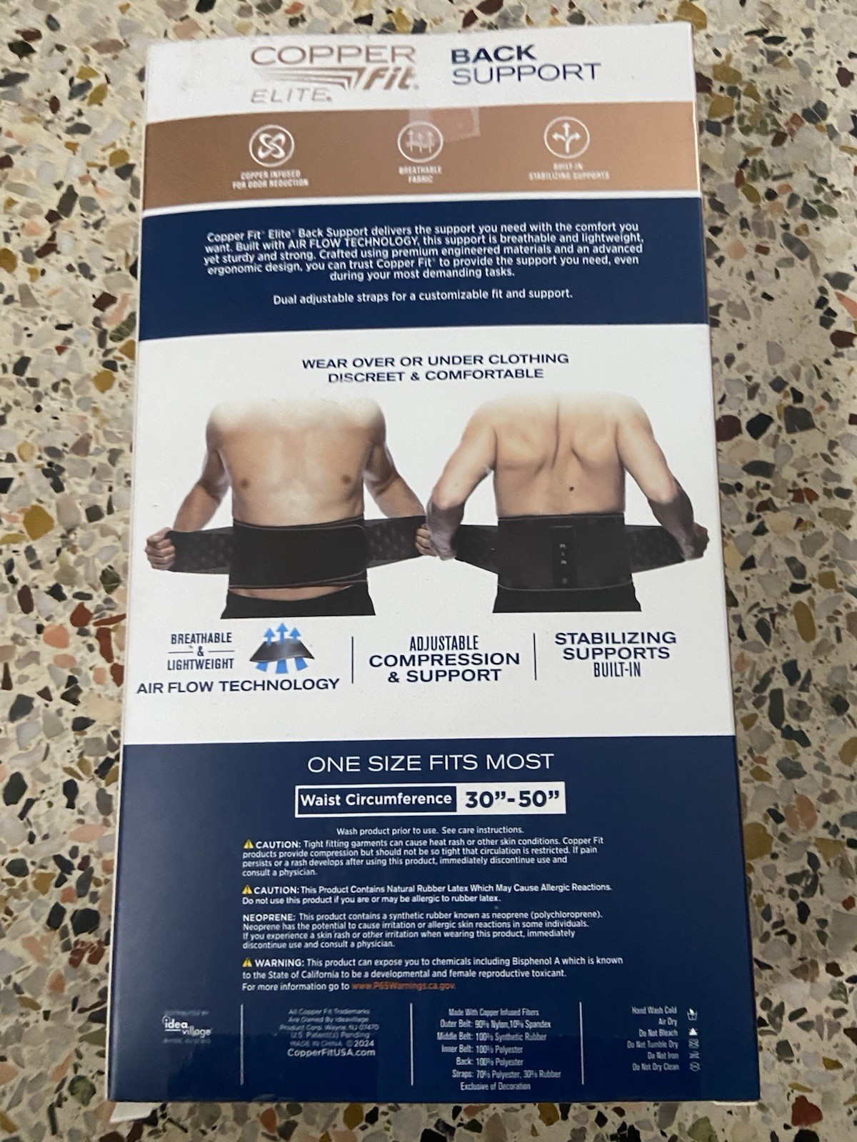 Copper Fit Elite Back Support Brace – Adjustable Double-Band, One Size Fits Most