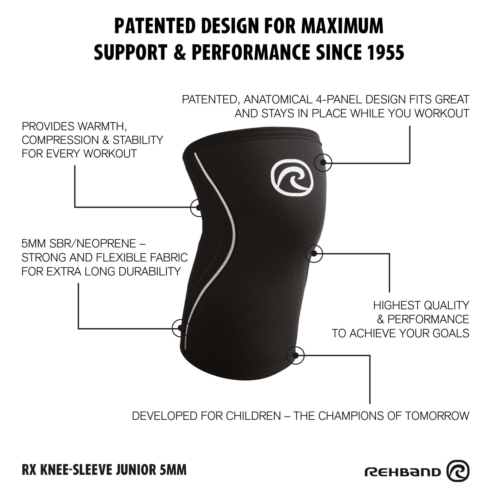 Kids Knee Sleeve made from 5mm Noprene, Knee Brace – Youth Girls Boys Compre…