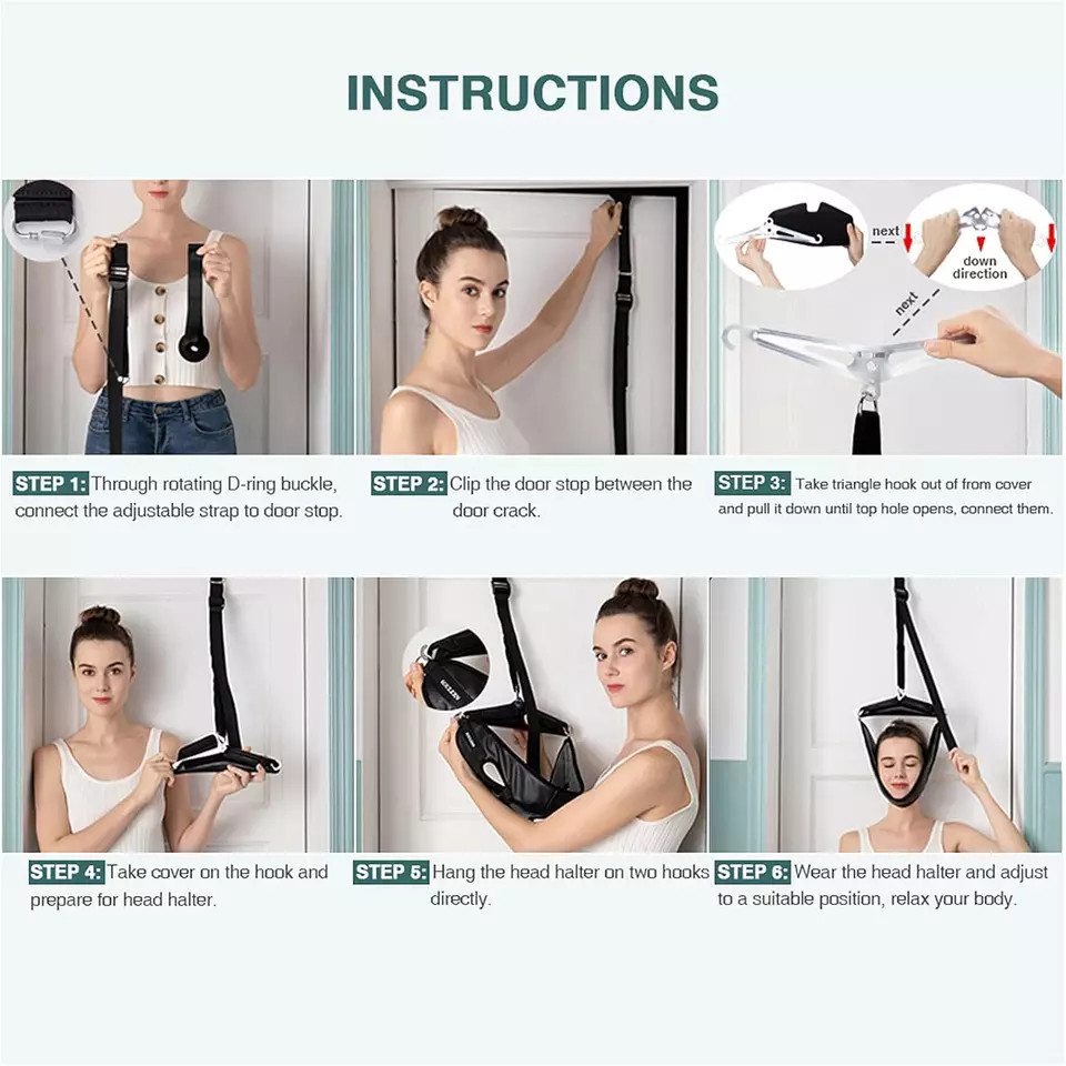 Neck Traction Stretcher Cervical Head Brace Pain Relief Device Home Over Door