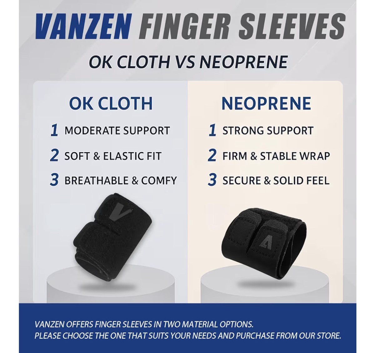Vanzen Finger Splint 2-Pack Lightweight Cloth Buddy Straps