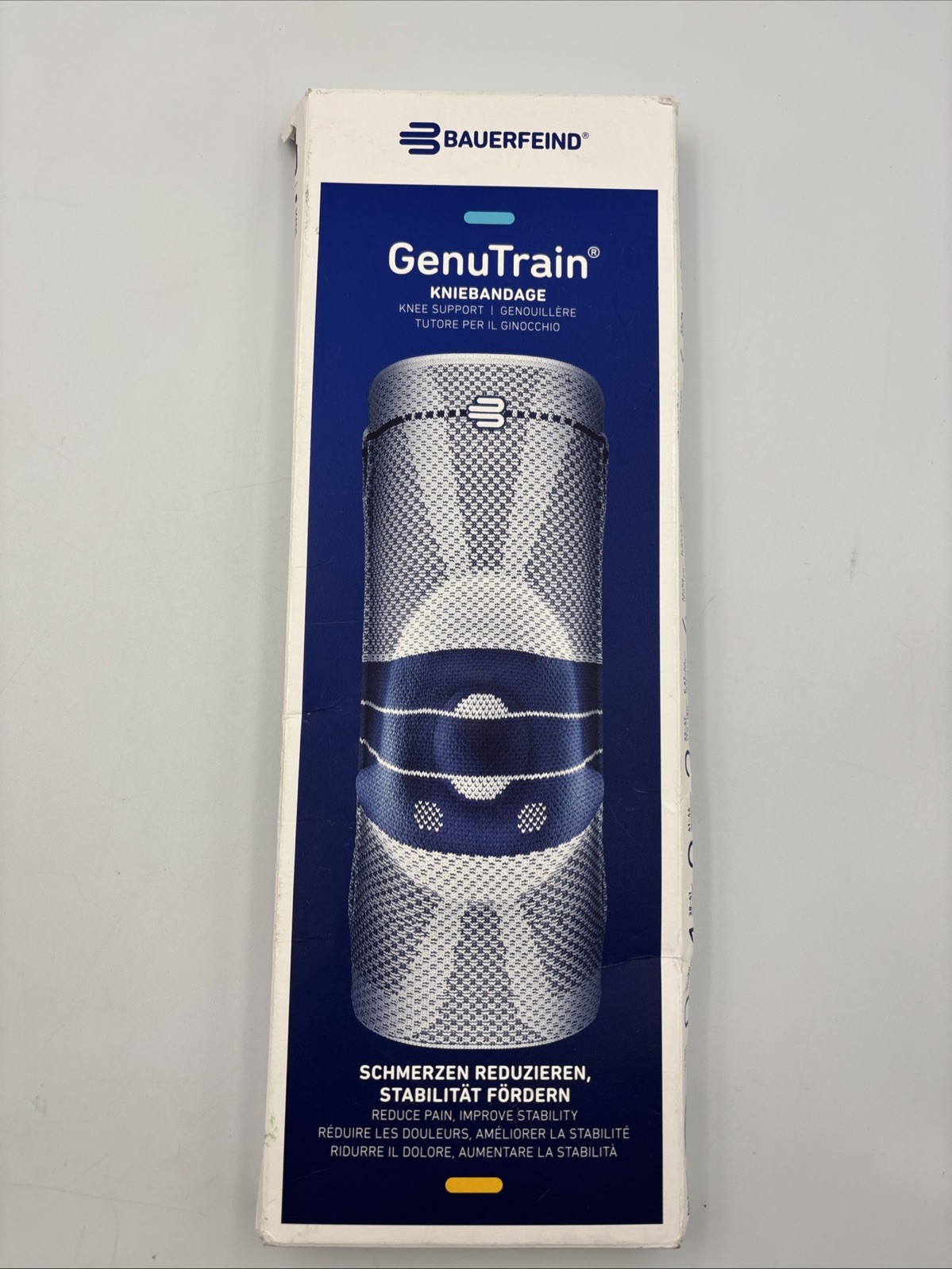 Bauerfeind GenuTrain Knee Support Size 6 Titan/Blue New Open Box
