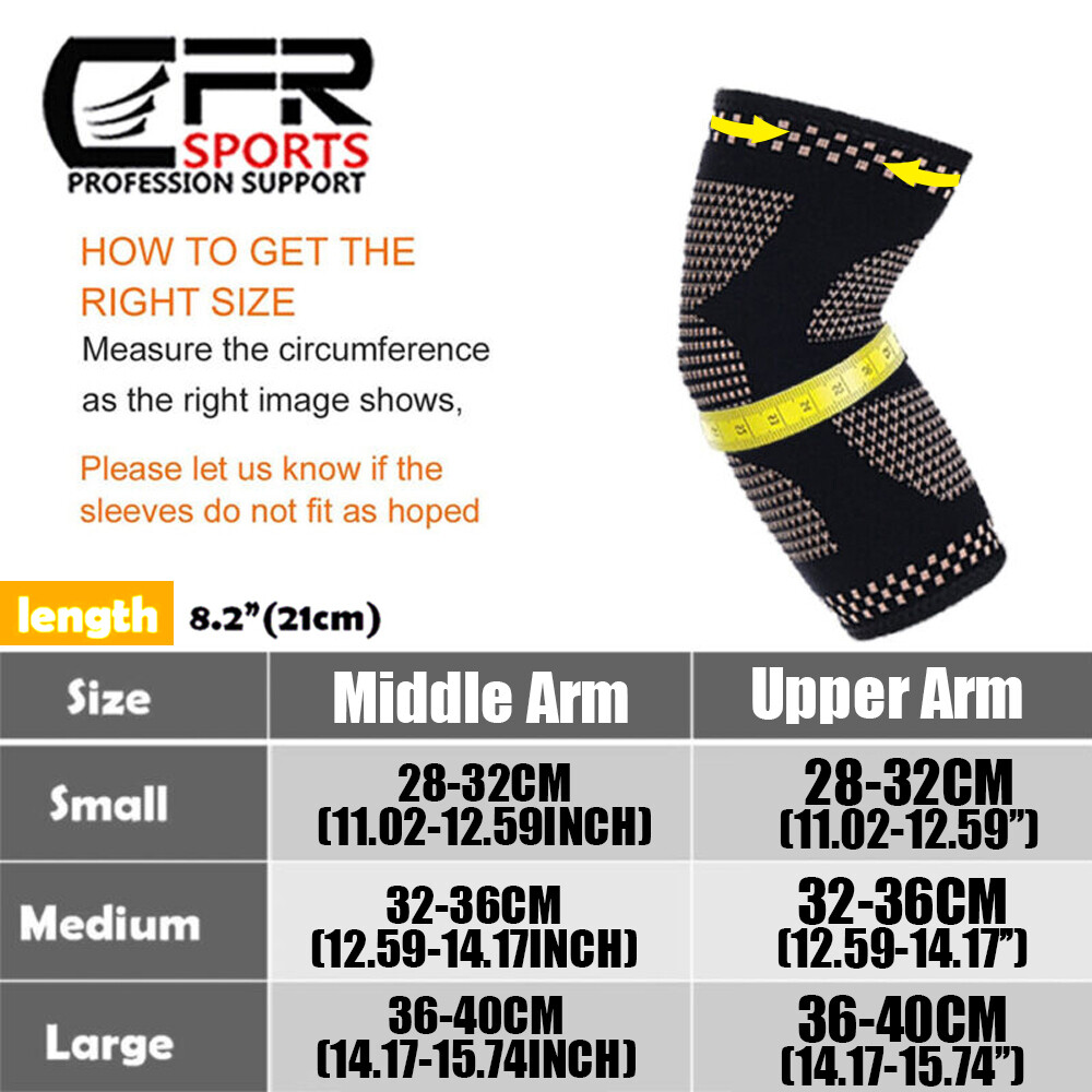 Copper Elbow Brace Support Compression Sleeve Arthritis Joint Pain Band Workout