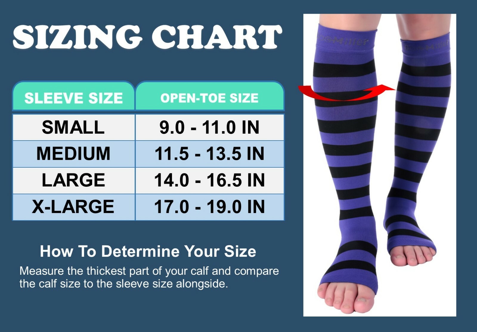 Doc Miller Open Toe Socks Compression 15-20mmHg Recovery Varicose Veins PURP/BLK