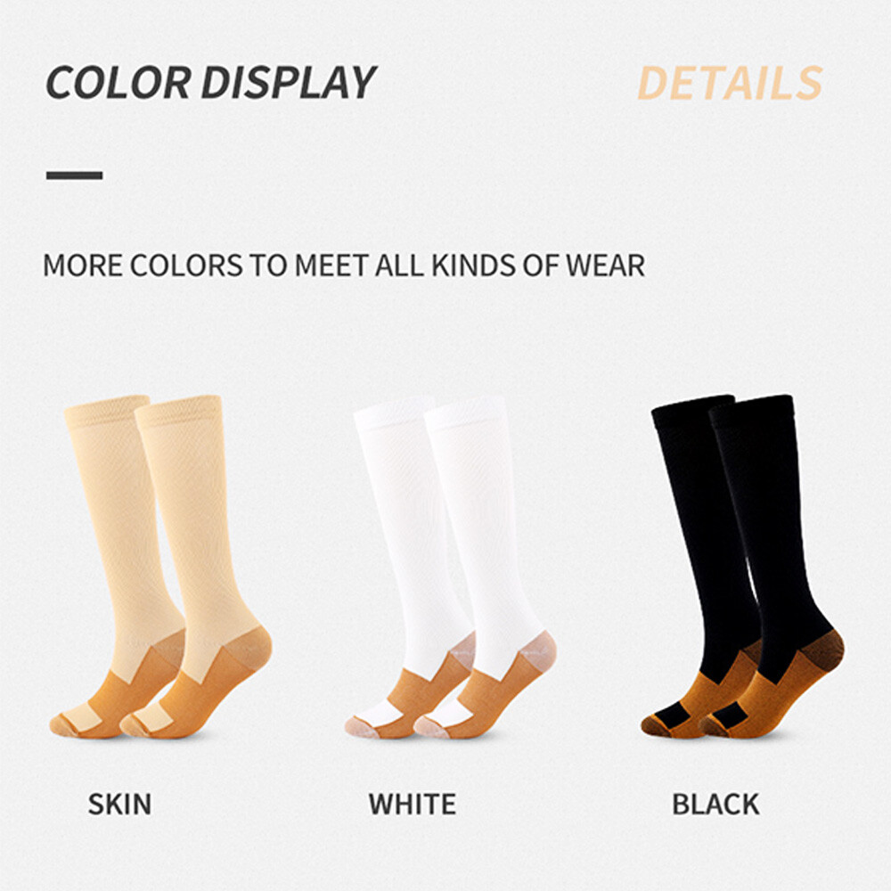 Calf-Length Compression Stockings 3 Pairs 20-30mmhg Medical Black,Beoge,White