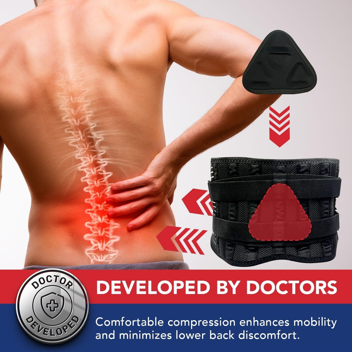 Dr. Arthritis Back Brace Support Belt Medical Lower Lumbar Brace for Men/Women M