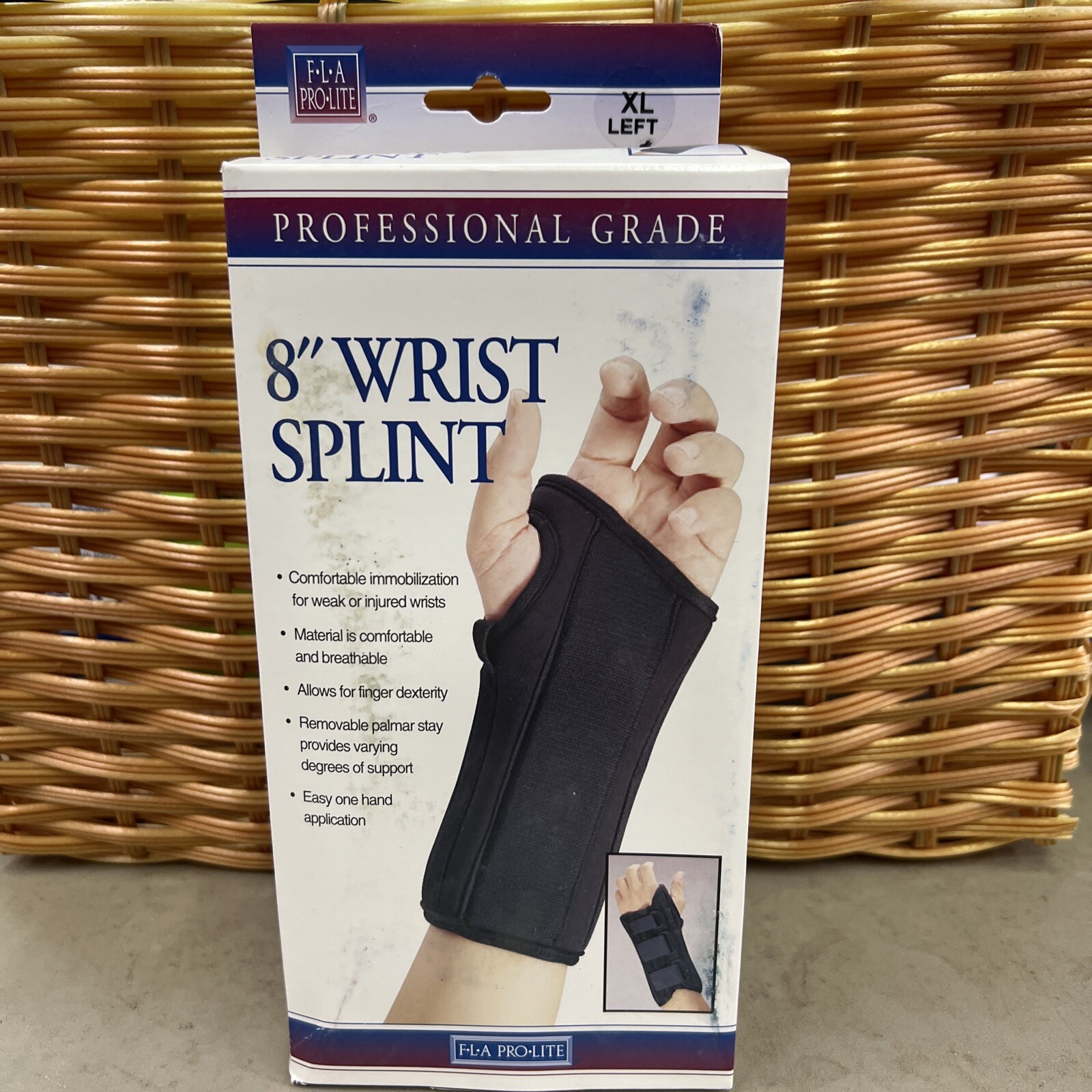 F-L-A Pro Lite 8″ Left Wrist Splint Brace Size XL Black New In Box