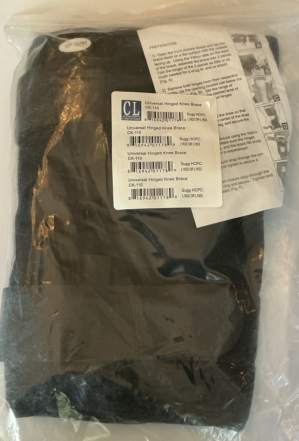 Comfortland CK-110 Universal Hinged Knee Brace Stabilization Black