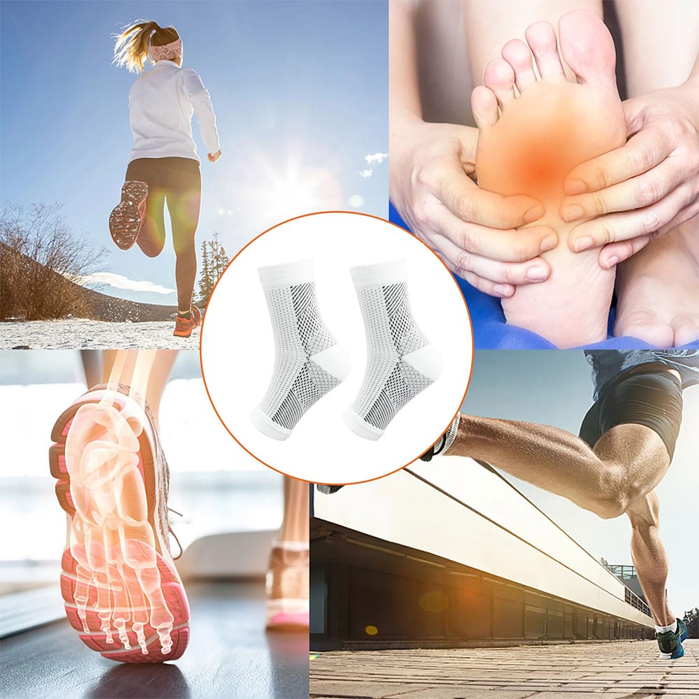 Copper Ankle Brace Silver Support Compression Sleeve Socks Foot Fasciitis Pain