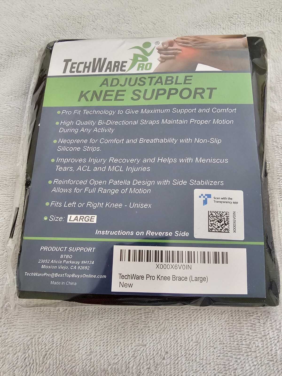 New TechWare Pro Knee Brace Support size Large left or right knee Men Women