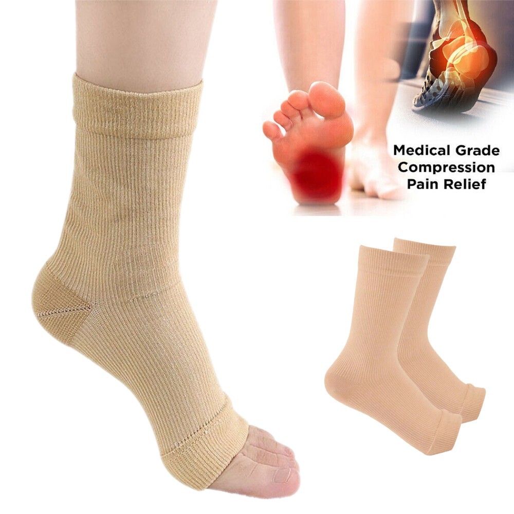 Copper Infused Compression Socks Planter Fasciitis Ankle Support Gym Pain Relief