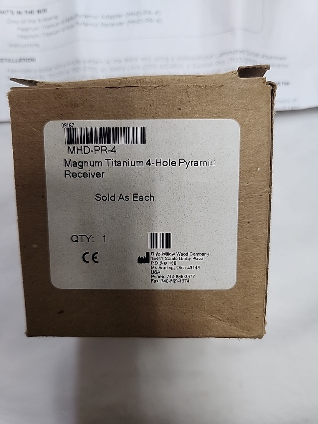 New Willowood Magnum Titanium 4-hole Pyramid Adapter/Reciever. MHD-PR-4